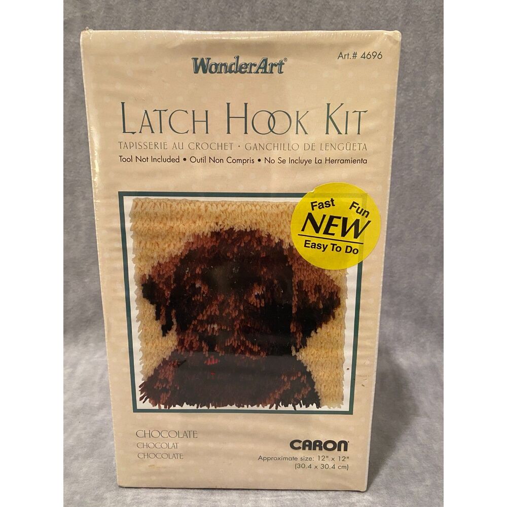 Latch Hook Kit Chocolate #4696 Dog Lab New 12" x 12" CARON‎ WonderArt